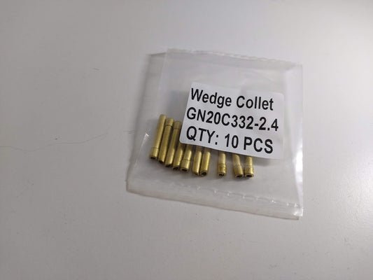 Viistetty kiristinhylsy 2,4mm elektrodille, sopivuus WP9/20 pieni poltin 10 kpl