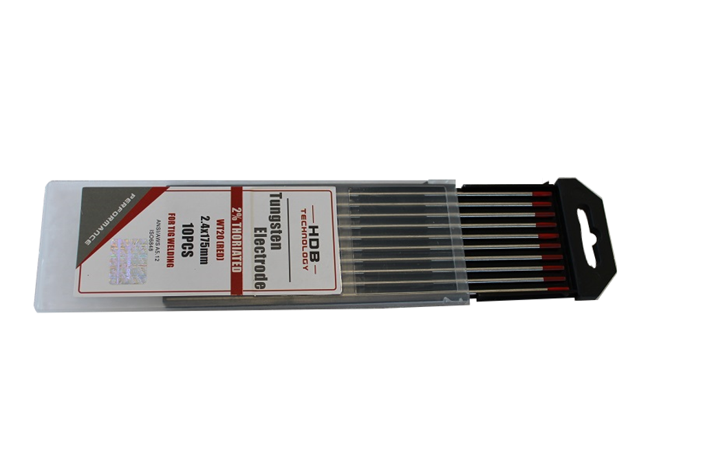 Tig elektrodi 2,4 mm punainen kappaleittain.